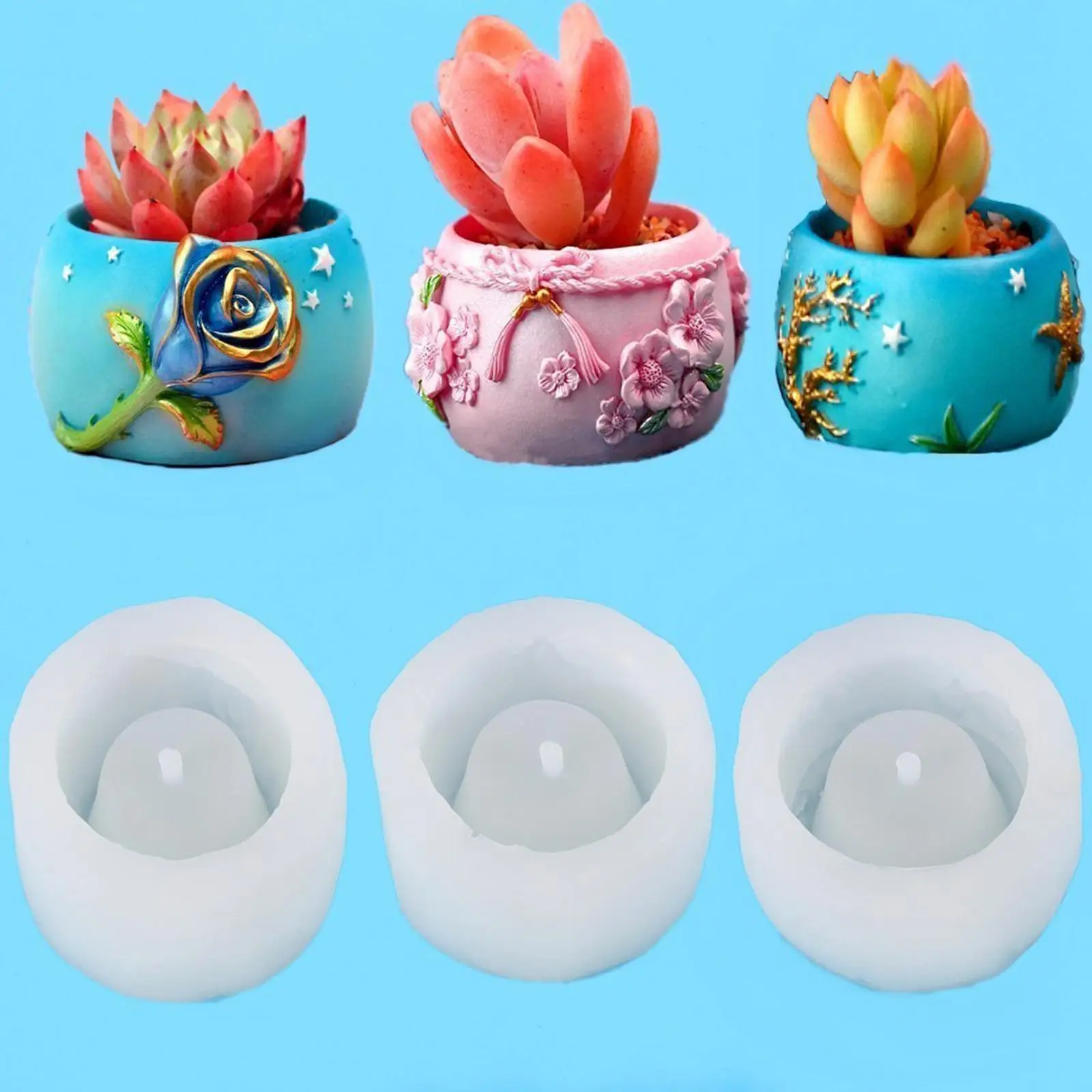 

Silicone Flower Pot for Plants Handmade Geometry Bonsai Decorating Tools ,epoxy Resin Casting s Crafts