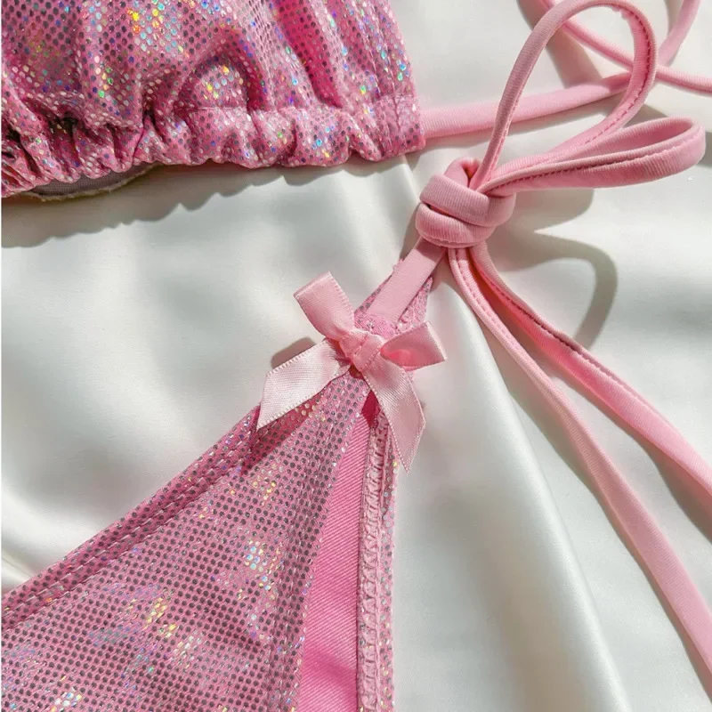 ساطع القوس مثير البيكينيات المايوه ملابس السباحة النسائية رفع الإناث ملابس سباحة حريمي الشاطئ ثوب السباحة البرازيلي مجموعة البكيني بركة السباح