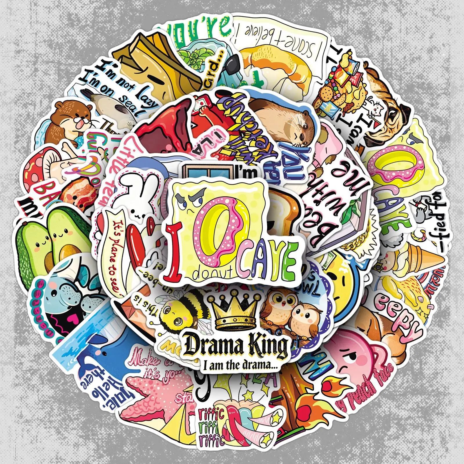 Autocollants de jeu de mots anglais amusants, 50 pièces, Image de dessin animé, Graffiti, décoration, étui de téléphone portable, guitare, bagages, autocollants imperméables, jouet pour enfants