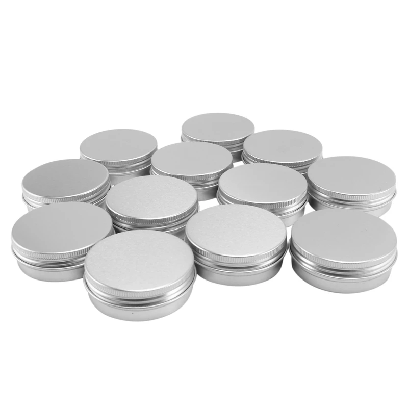 12 x 50ml Aluminium Make up Pots 50ml Capacity Empty Small Cosmetic/Candle/ Tins Jars-AD33