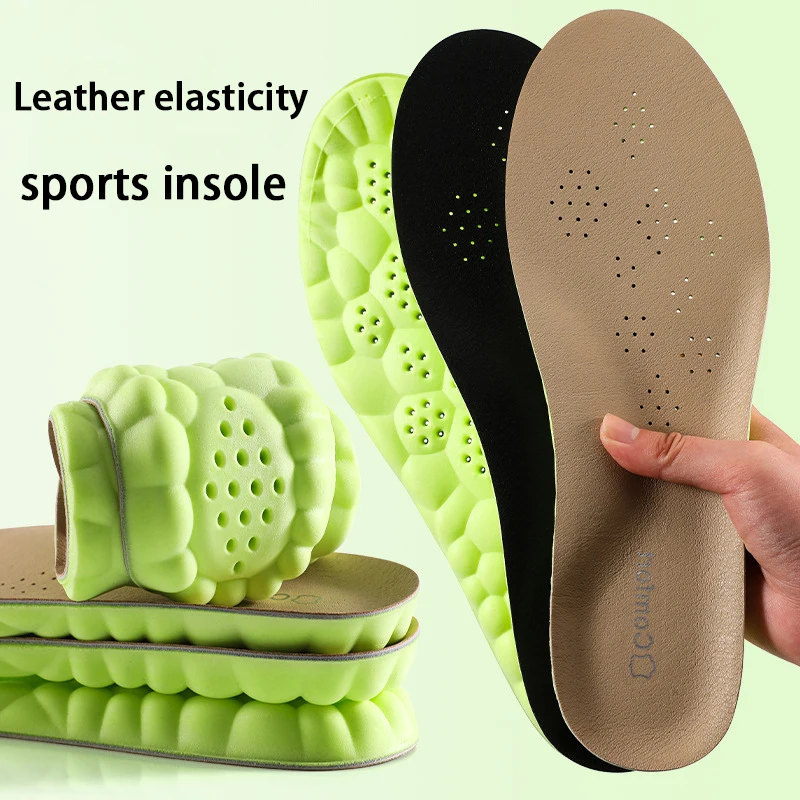 

Leather sports insoles Arch support insole Elastic shock-absorbing Shoe Sole Breathable odor-resistant Shoe Pads 1Pair