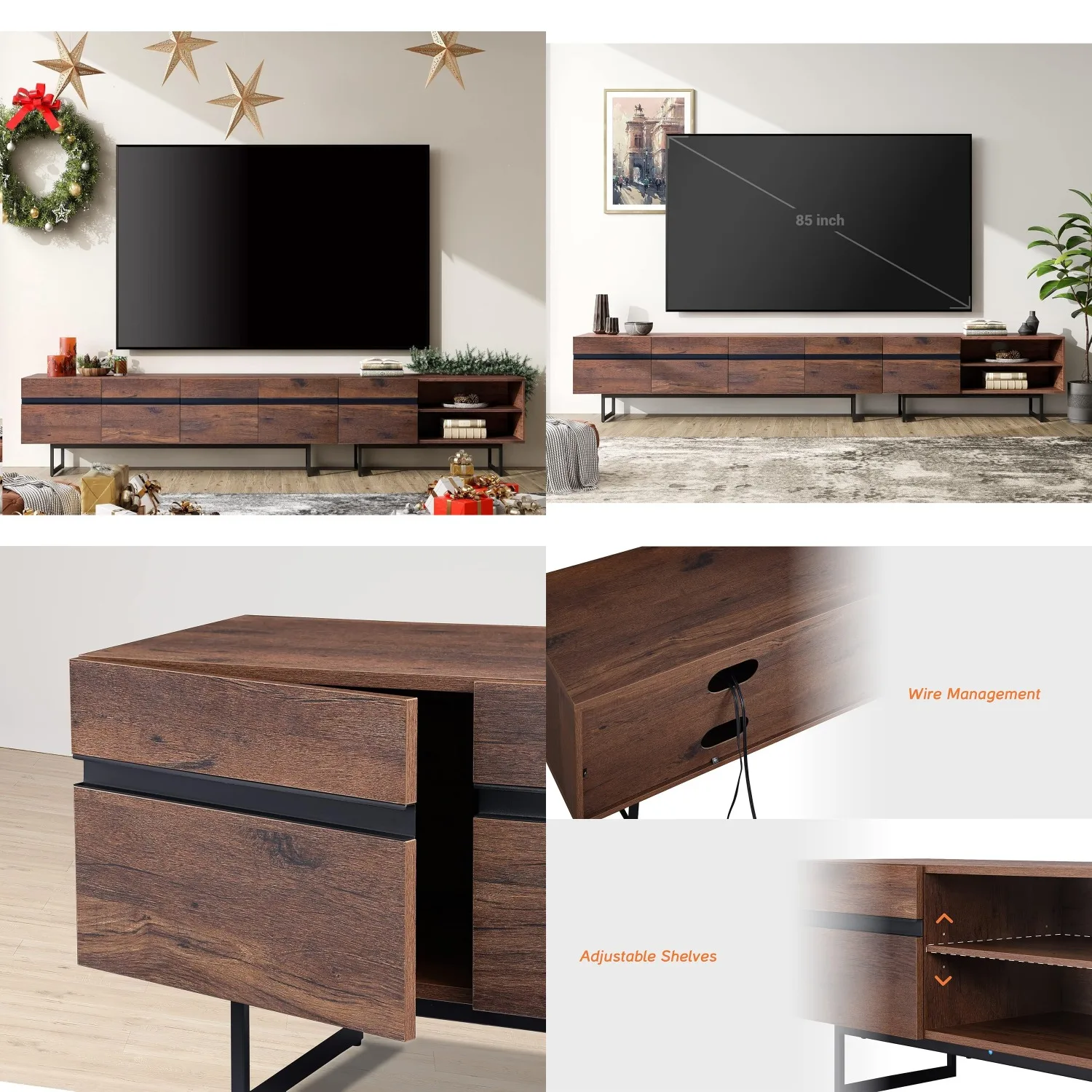 

Modern 100in TV Stand Entertainment Center Storage Cabinets Media Console Living Room, Customized