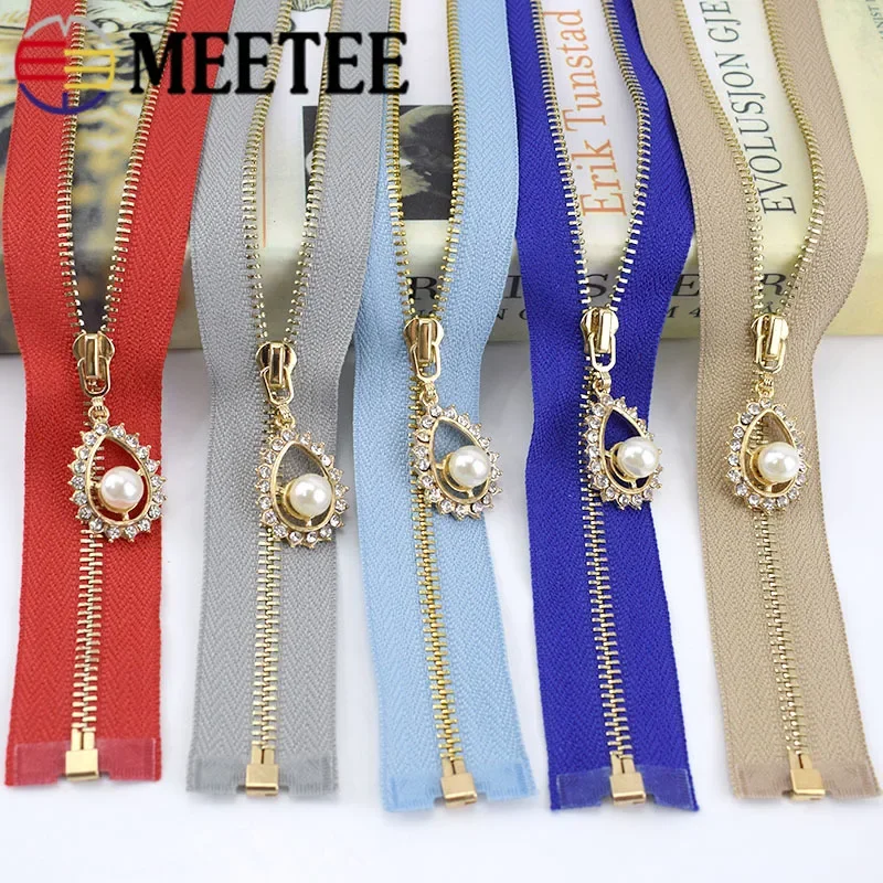 2/5pcs Meetee 3# Metal Zipper 40/50/60/70CM Open End Gold Teeth Zip for Sewing Bags Purse Down Jacket Skirt Clothing Accessories