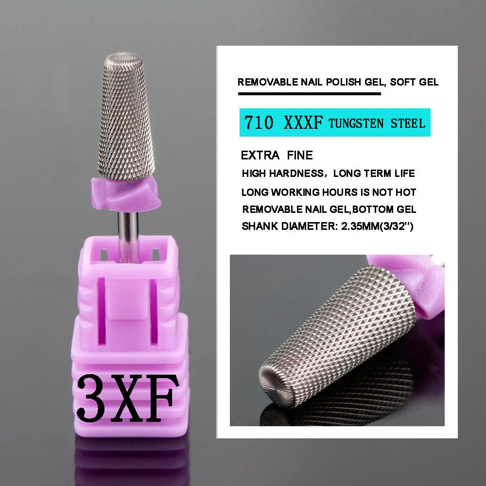 3XF 5 in 1 Tungsten Steel Nail Drill Bits Cone Manicure Drill Bits for Nails Acrylic Gel UV Gel Fast Remove Cutter Bit