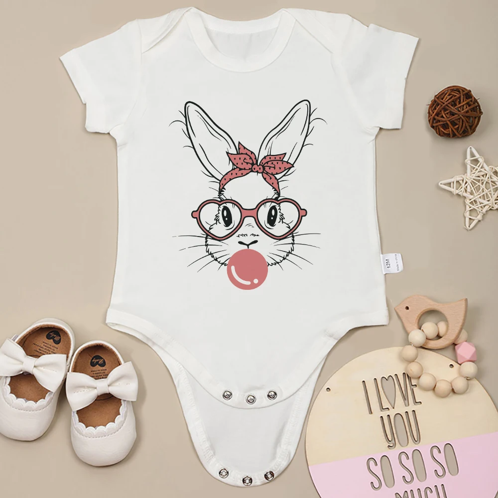 

Kawaii Bunny Baby Girl Clothes Aesthetic Fashion Streetwear Cute Newborn Bodysuit Cotton Short Sleeve Cozy Infant Onesies