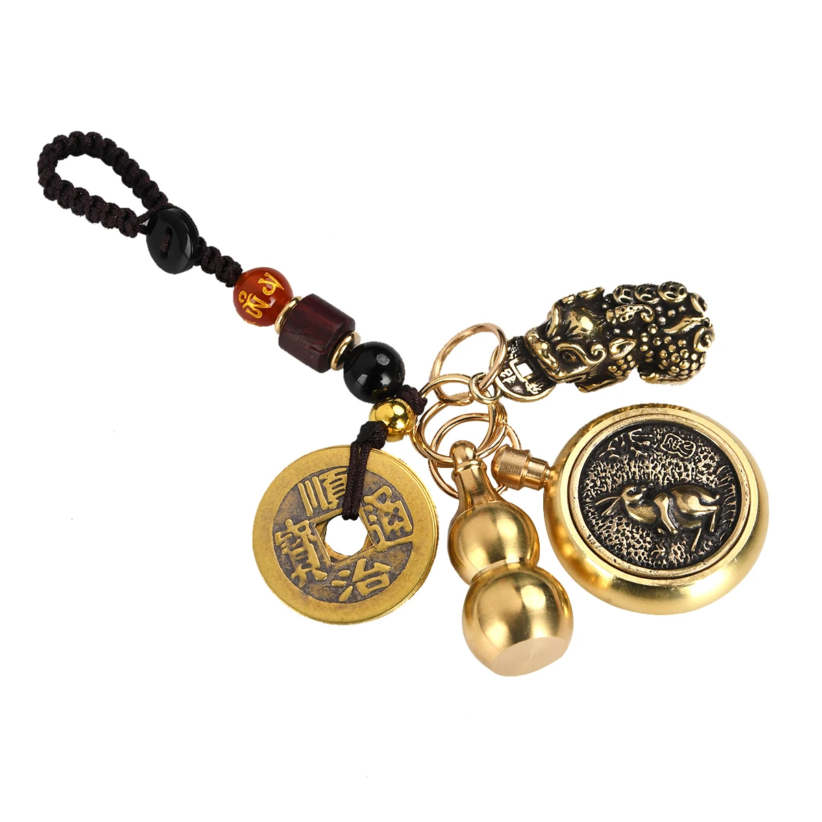 taiwan-copper-xiu-gourd-money-rotating-zodiac-keychain-vermilion-auile-ornament-creative-gift-decoration-for-men-and-women