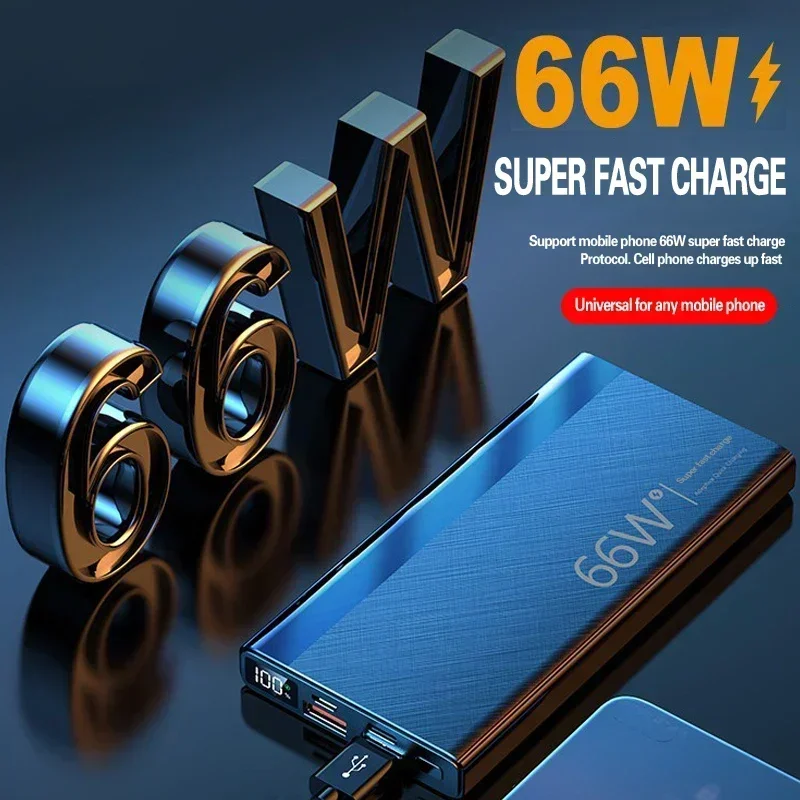 Power Bank 10000mAh 66W PD Portable 20W External Battery Charger Large Capacity Output Fast For IPhone 15 Samsung Xiaomi Huawei