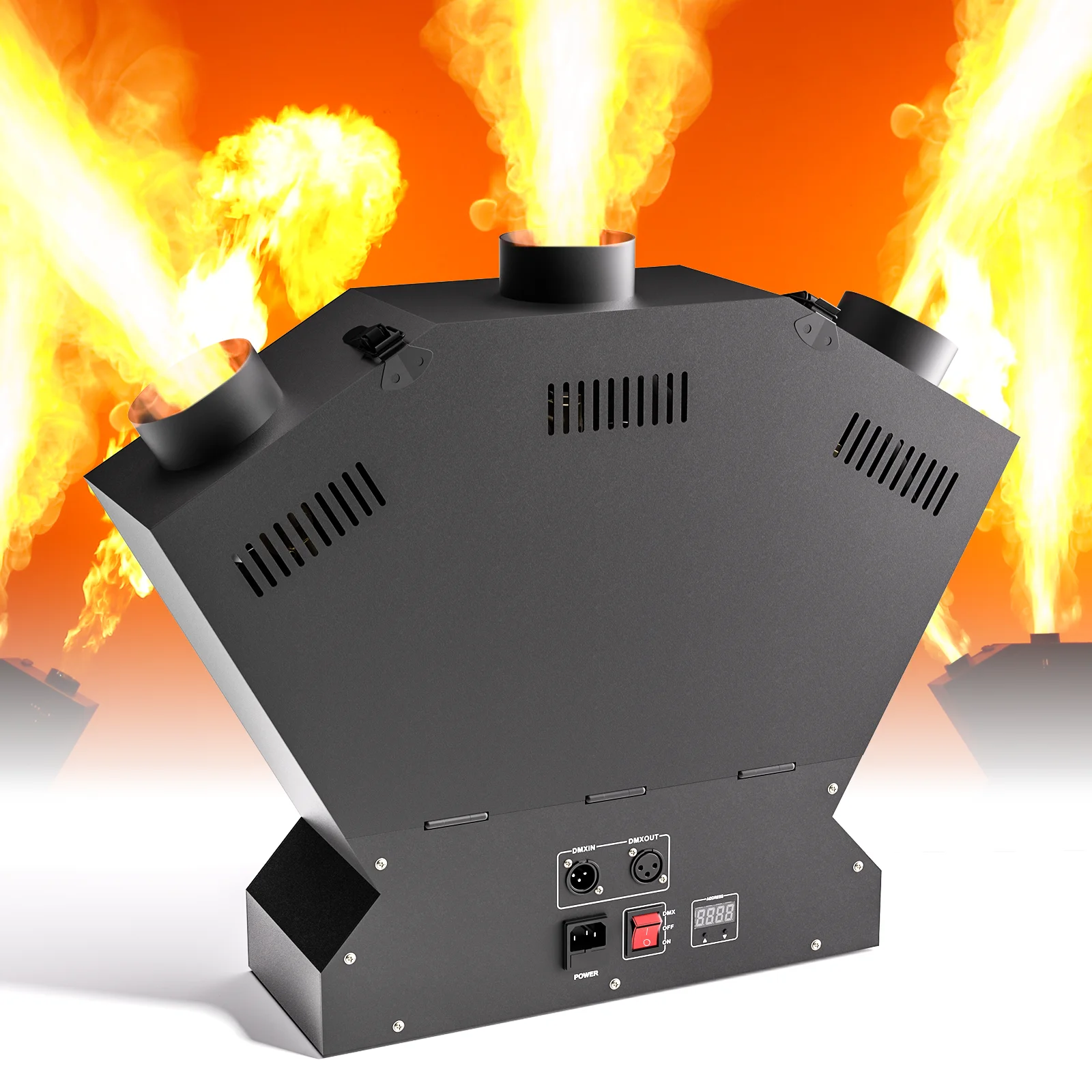3-Kopf 150W Bühnen-Flammeneffektmaschine, DMX512 Outdoor DJ-Beleuchtung für Party, Disco, Hochzeit, Show
