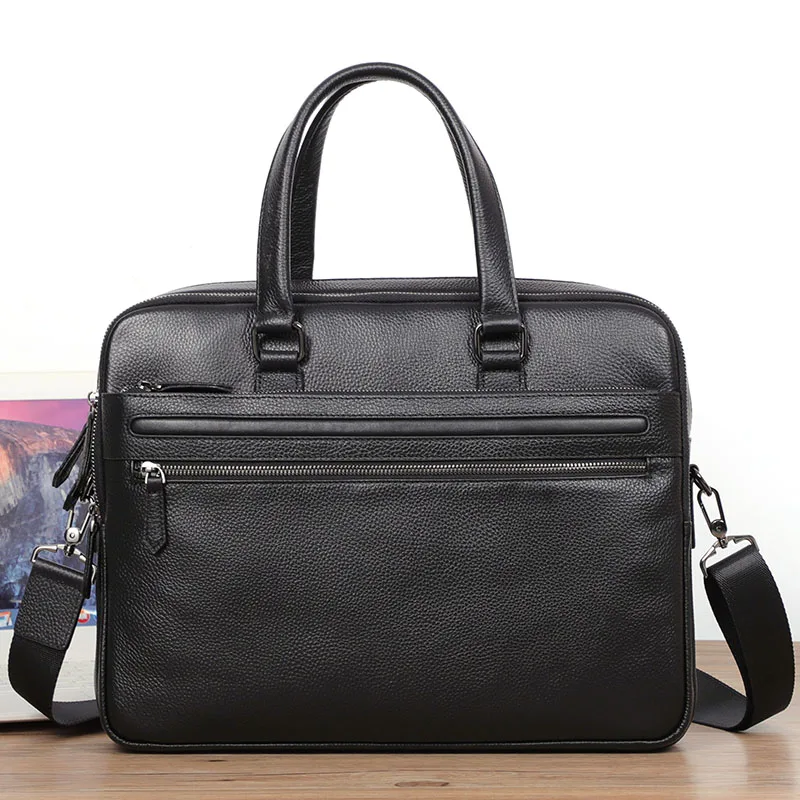 Leather Men\'s Briefcase Bag Large Capacity Laptop Handbags Male Genuine Leather Shoulder Bags High quality Men Bags Business