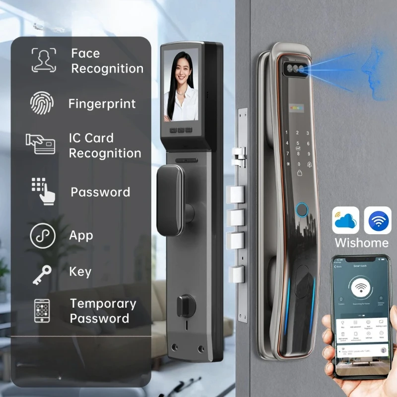 Wifi Tuya APP Password Door Lock Face Recognition Smart Lock With Camera  Digital Electronic Lock Automatic