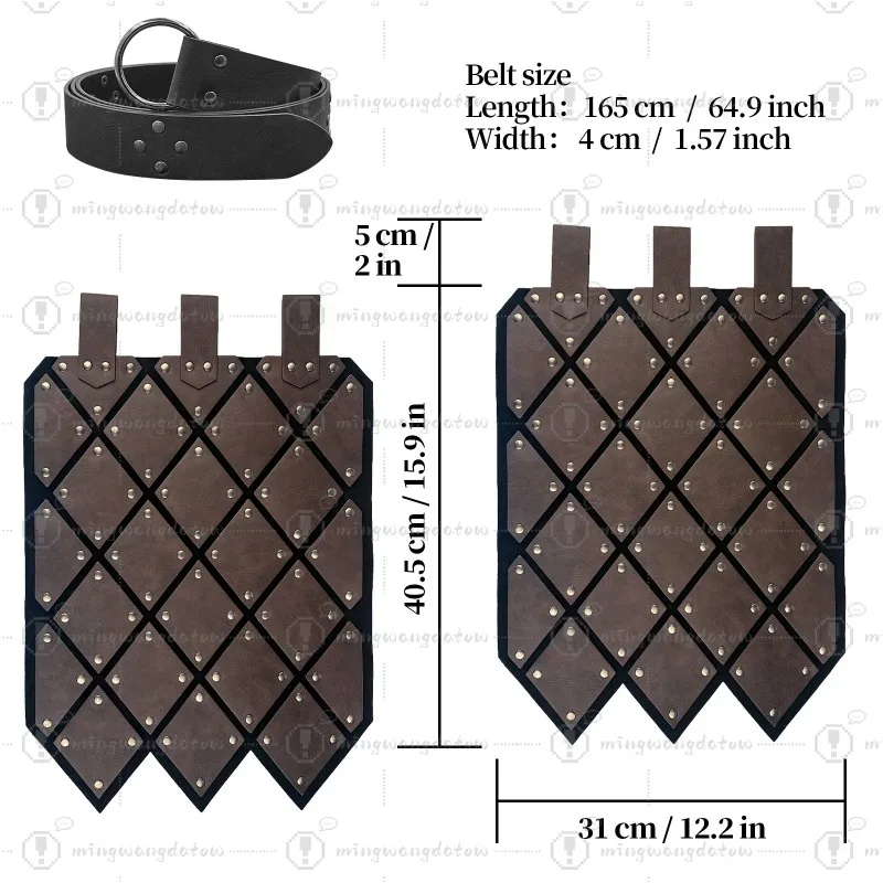 Medieval Faux Leather Skirt Armor Style BC, Norse Viking Vintage Cosplay Props