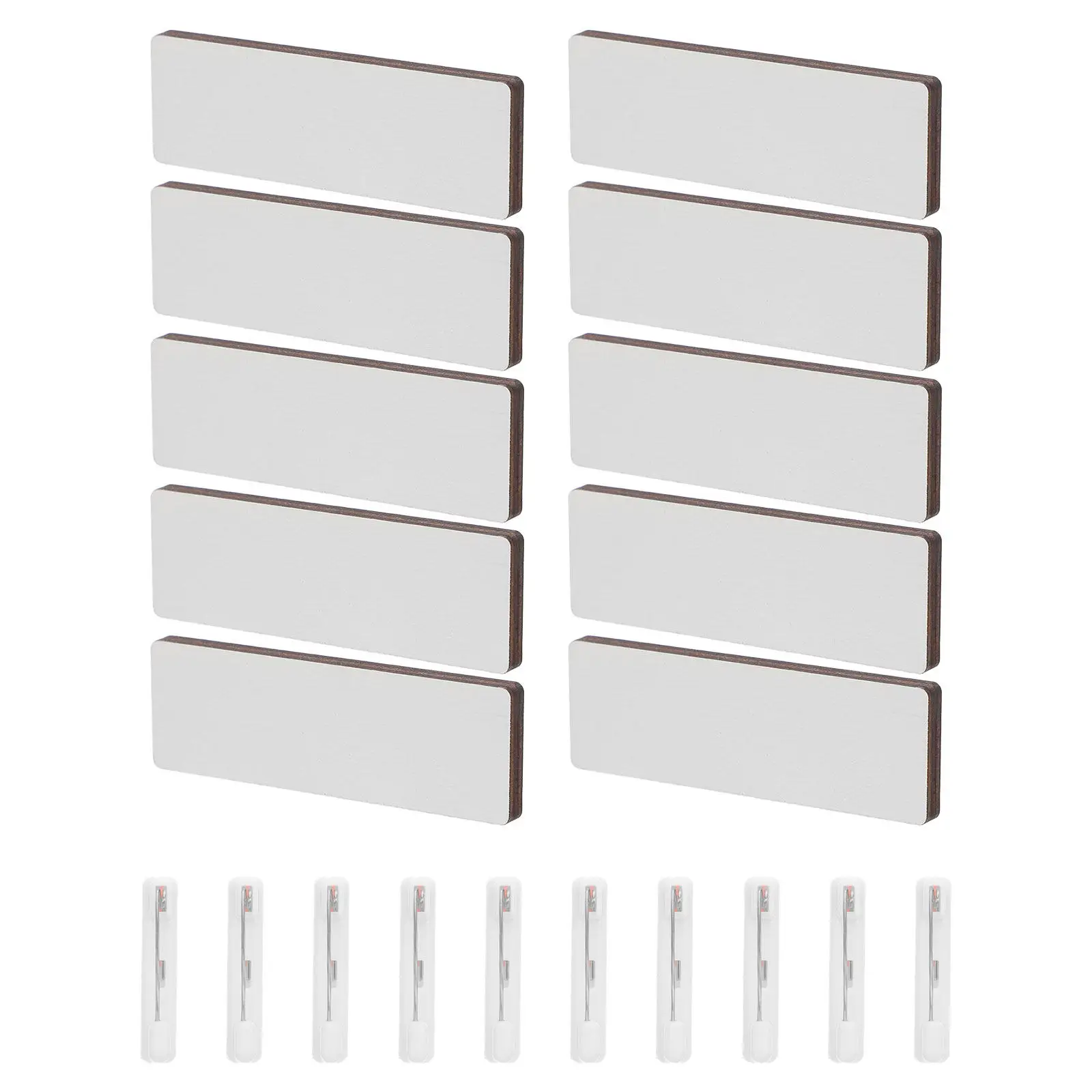 

10Pcs Blank Wooden Name Badge Pins with Clips DIY Identification Tags for Sublimation Students Staff Exhibitors Reusable Natural