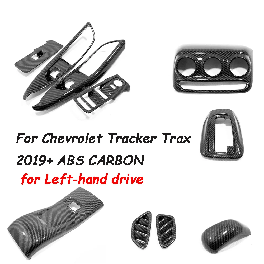 

For Chevrolet Tracker Trax 2019-2021 Accessories Carbon Car gear shift Door Panel Window Button Trim Bezel Air Condition Cover