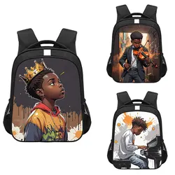 Cute Black King Boy Print Backpack Astronaut Doctor Pilot afro boys daypack Rucksacks Children School Bag for Teenager Book bags