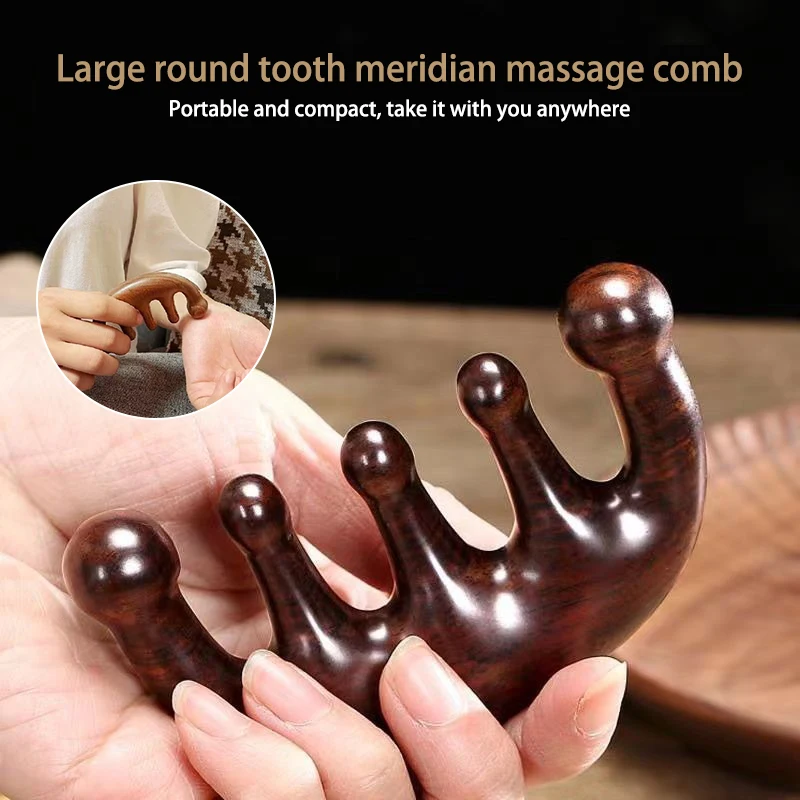 Body Meridian Massage Comb Resin Five Wide Tooth Comb Acupuncture Helper Blood Circulation Anti-static Smooth Hair