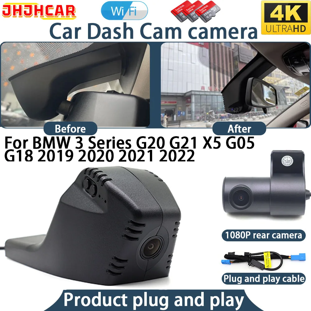 4K UHD Dash Cam For BMW 3 Series G20 G21 X5 G05 G18 2019 2020 2021 2022 Plug And Play WiFi DVR Car Camera Video Recorder Night