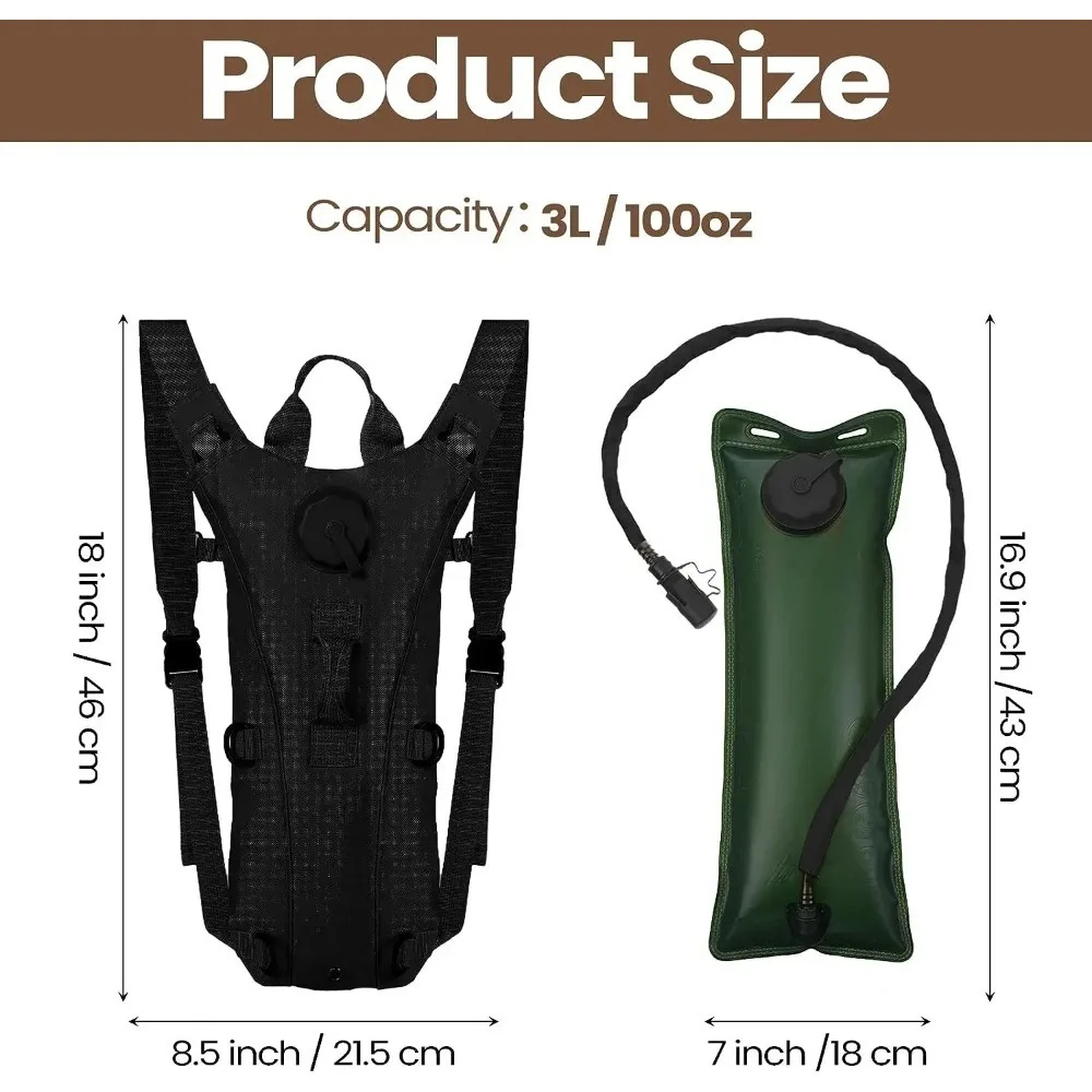 Outdoor 3L Backpack with Water Bag Hunting Hiking Molle Waterproof Men Tactical Pouch Bag for Cycling Travel Climbing Camping