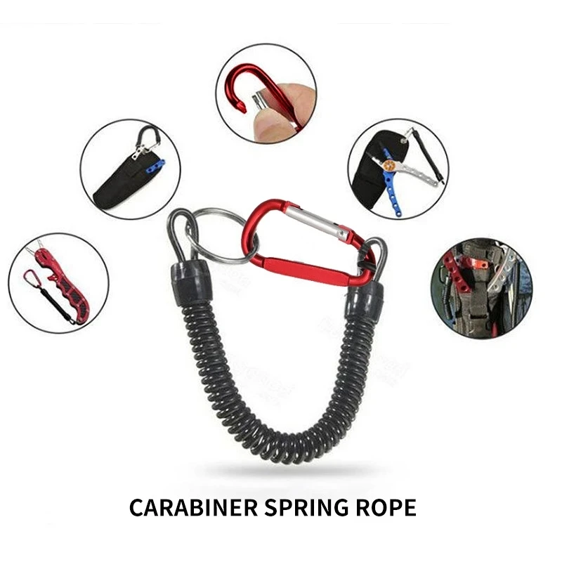 1PC Tactical Lanyard Spring Rope Outdoor Hiking Camping Anti-lost Phone Keychain Molle  Backpack Attactment Spring Strap