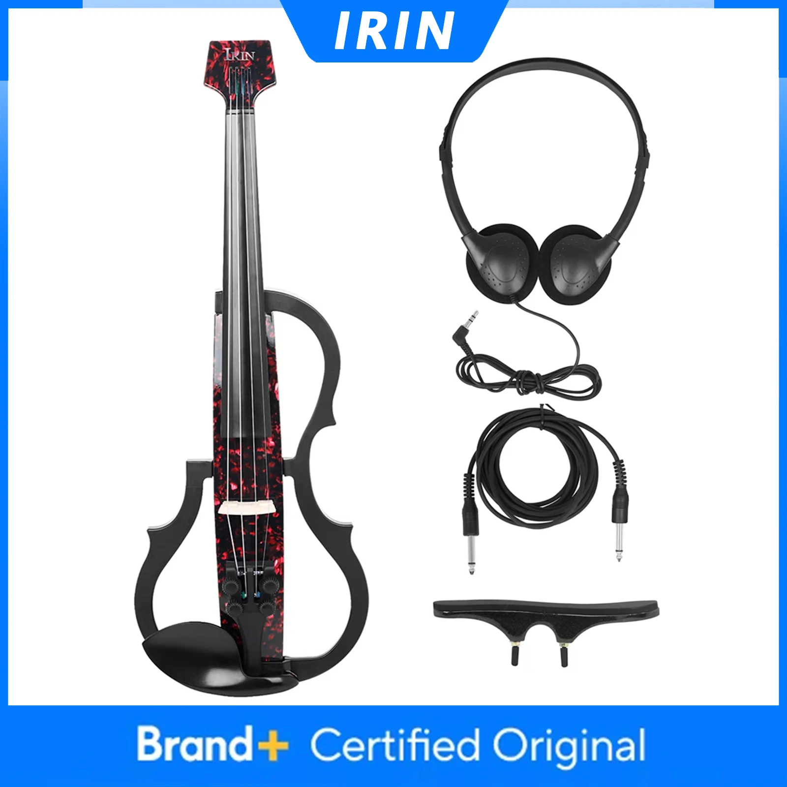 IRIN AU-10 4/4 Electric Violin Fiddle Carbon Fiber Professional Electric Silent Violin with Shoulder Rests Cable Headphones
