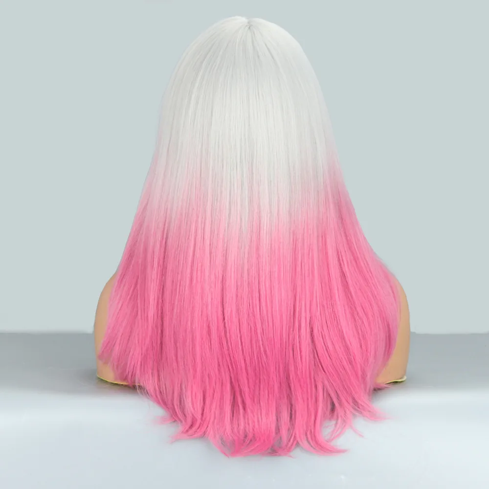 تشى الانفجارات الرمادية الوردية تغيير تدريجي طرف الشعر الطويل مشبك آلية الألياف الكيميائية الأوروبية والأمريكية شعر مستعار القبعات