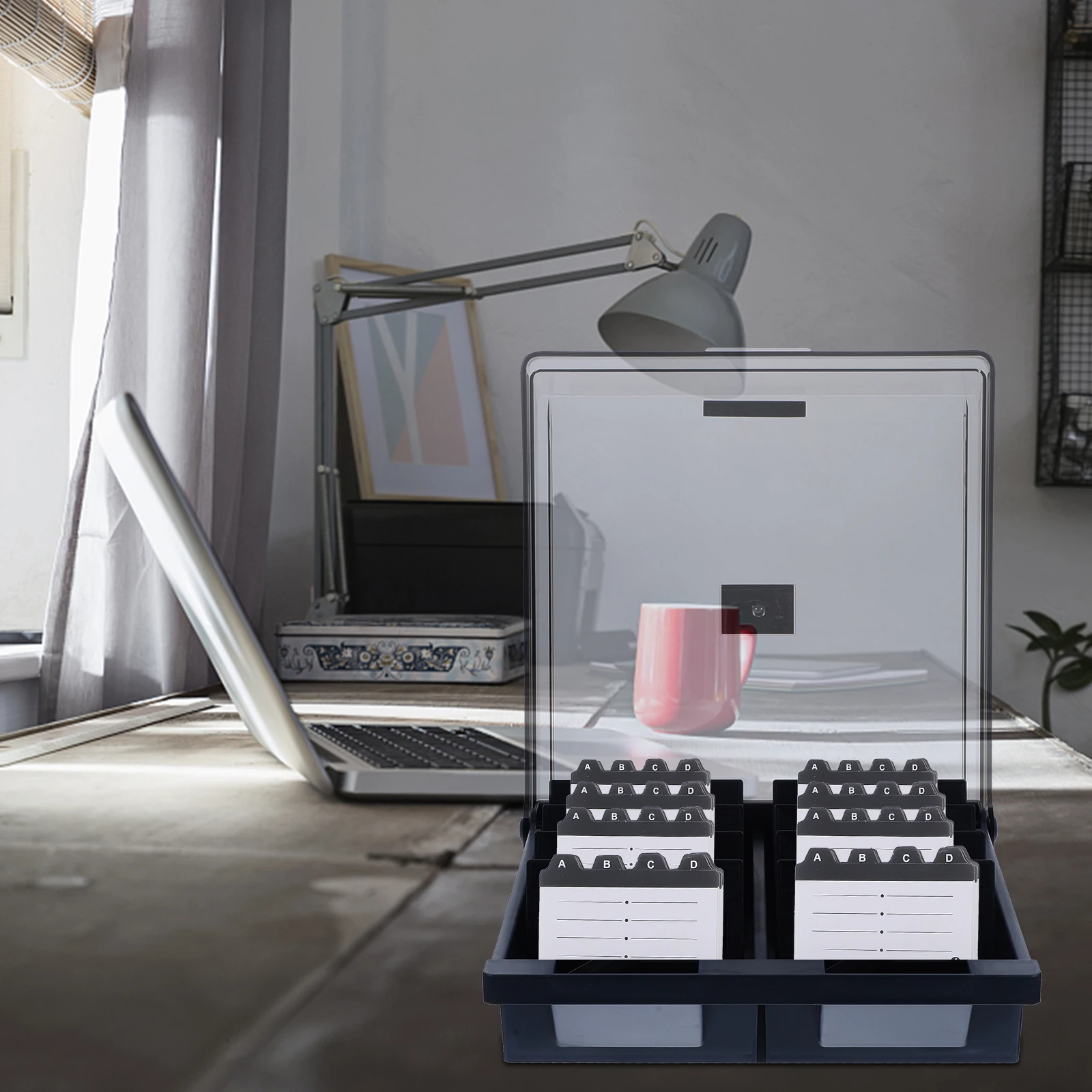 

Business Card Desk Storage Box Display Plastic ABS Multiple Business Card Holder Container Cards Stand Office ganizer