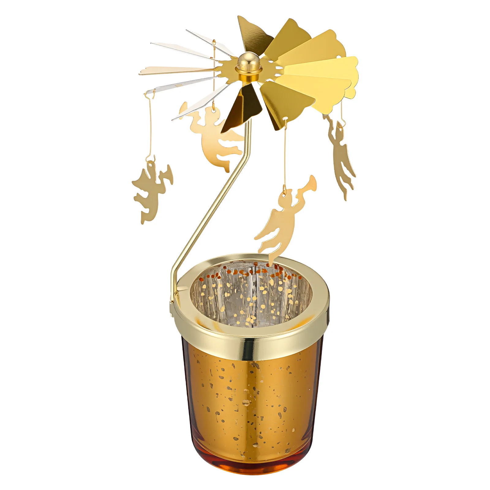 

1Pcs Rotating Candlestick Premium Iron Glass Holder for Home Wedding Party Decoration Stable Flat Bottom Stand