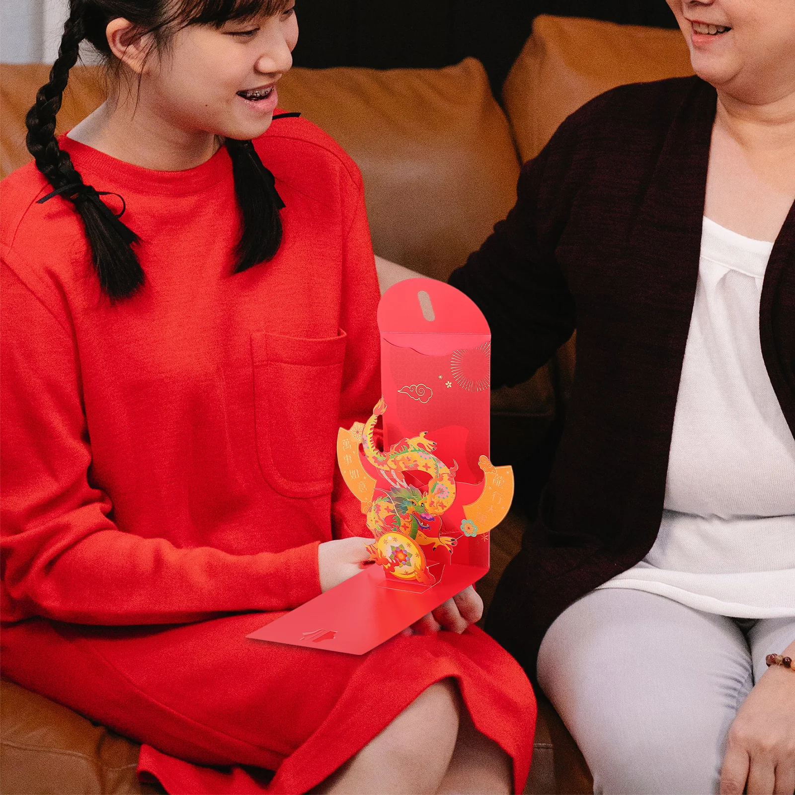 

4pcs 3D Year Of Dragon Red Envelopes Lucky Money Bags For Cash Gift Spring Festival Red Packets Paper Envelopes Chinese Style