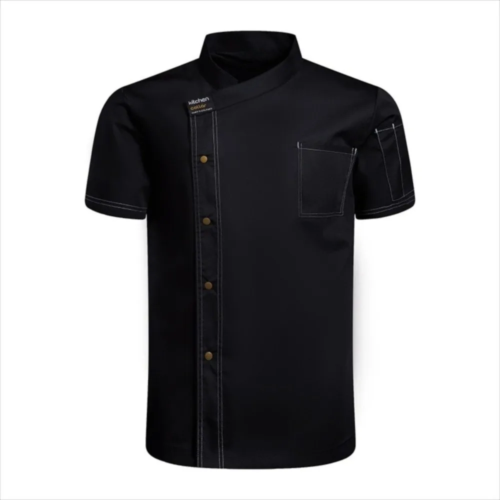 Breathable Mesh Chef Uniform Thickened Short-sleeved Chef Work Clothes Black Wear Resistant Kitchen Cook Shirts Canteen