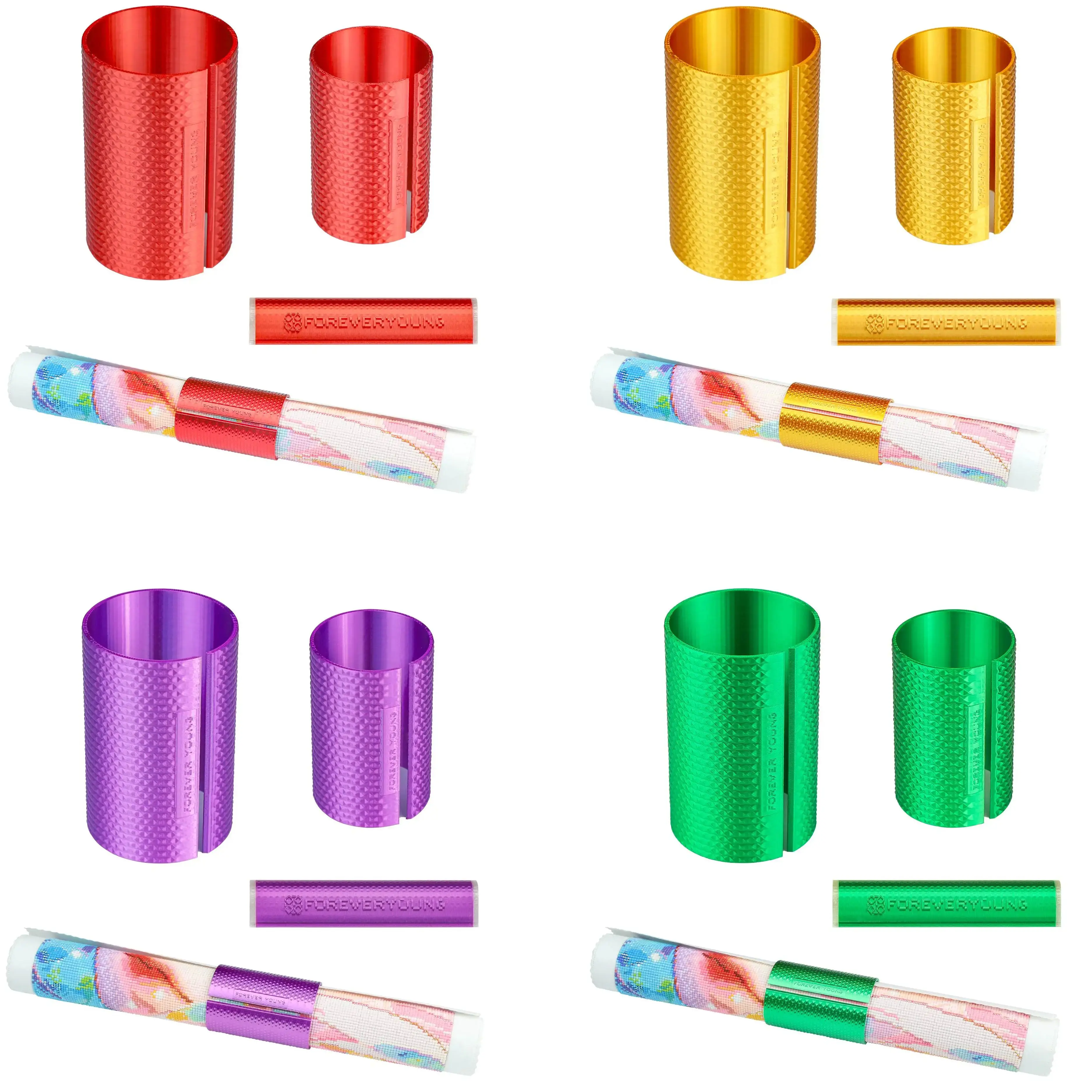 Diamond Painting Canvas Roll Holder Set, 2 Sizes Canvas Organizer with Ruler 4 Colors Diamond Art Tools for Canvas Storage