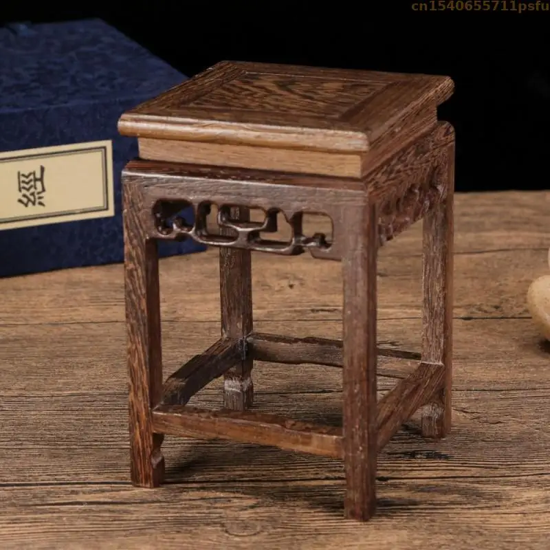 Miniature Wooden Desk Rack Furniture Figurines Vase Flower Pot Sorting Table Display Stand Tea Sets Pedestal Bonsai Plant Shelf