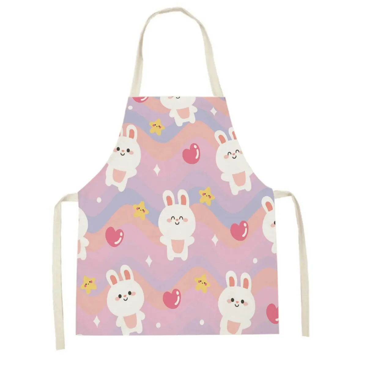 Fun Lamb Kitchen Pink Apron Home Clean Cartoon Kitten Animal Aprons Cooking Baking Kitchen Women Baking Waist Bib Adult Kids Bib