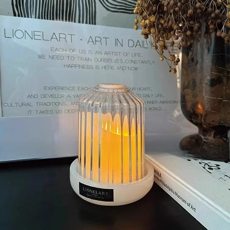 Capa de vidro cristal base de mármore interior e exterior capa de luz ambiente presente