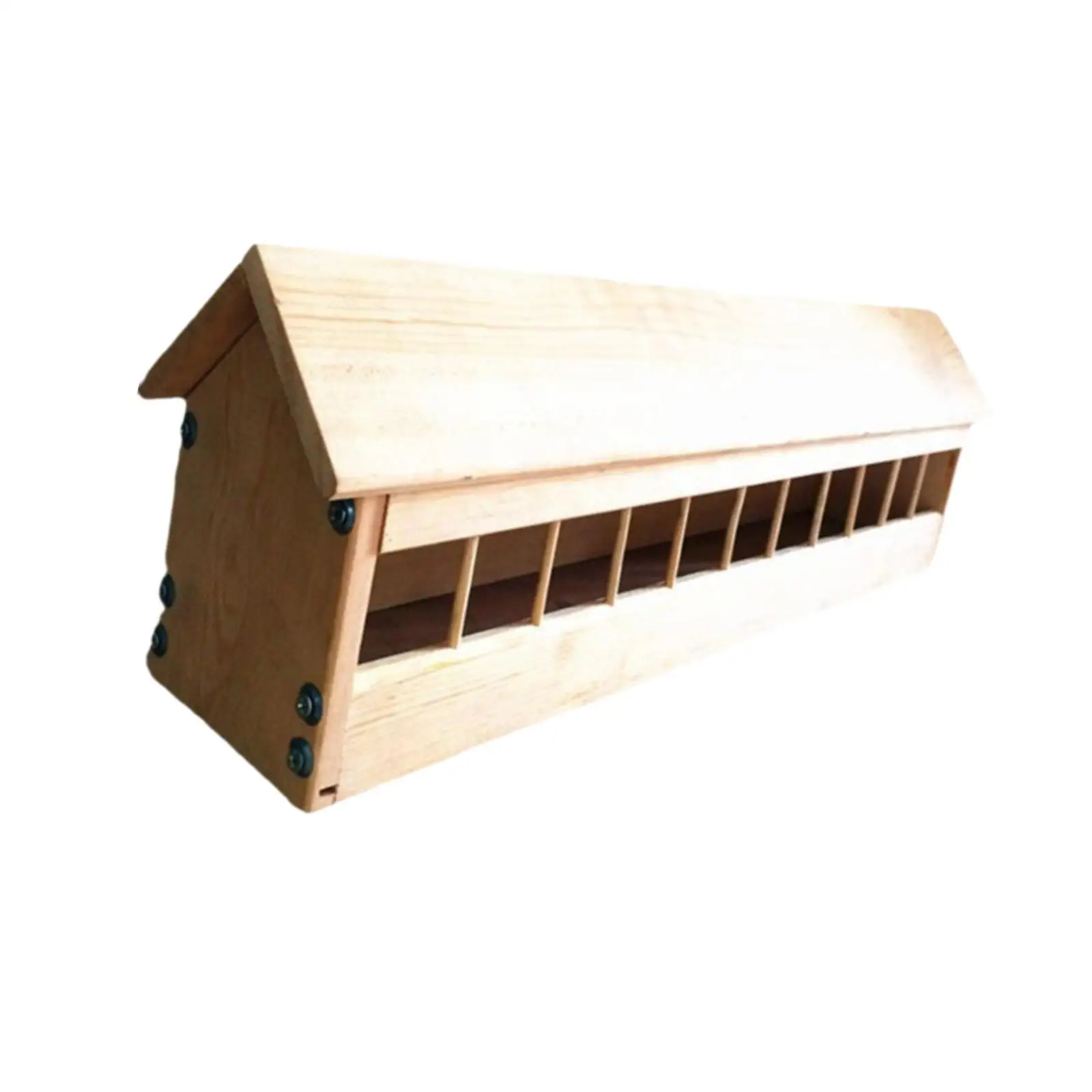 Wooden Pigeon Feeder Slot Container Wood House Design Backyard Less Waste Poultry Trough Dish for Ducklings Chicks Birds Poultry