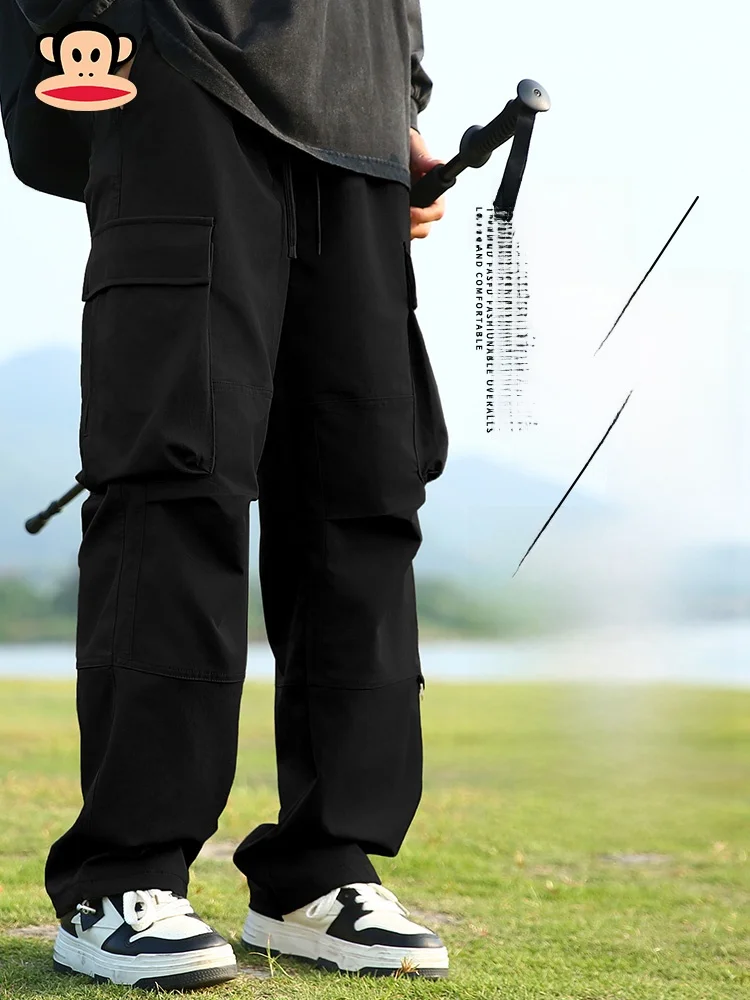 

Мужские повседневные рабочие брюки: новинка весна-осень, функциональные, в американском стиле, свободные, с эластичным поясом