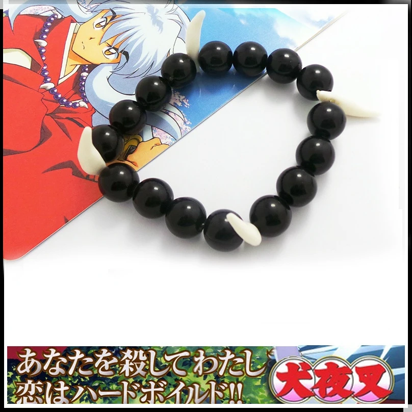 Anime inuyasha preto roxo frisado colar pulseira cosplay adereços jóias presentes para homens e mulheres