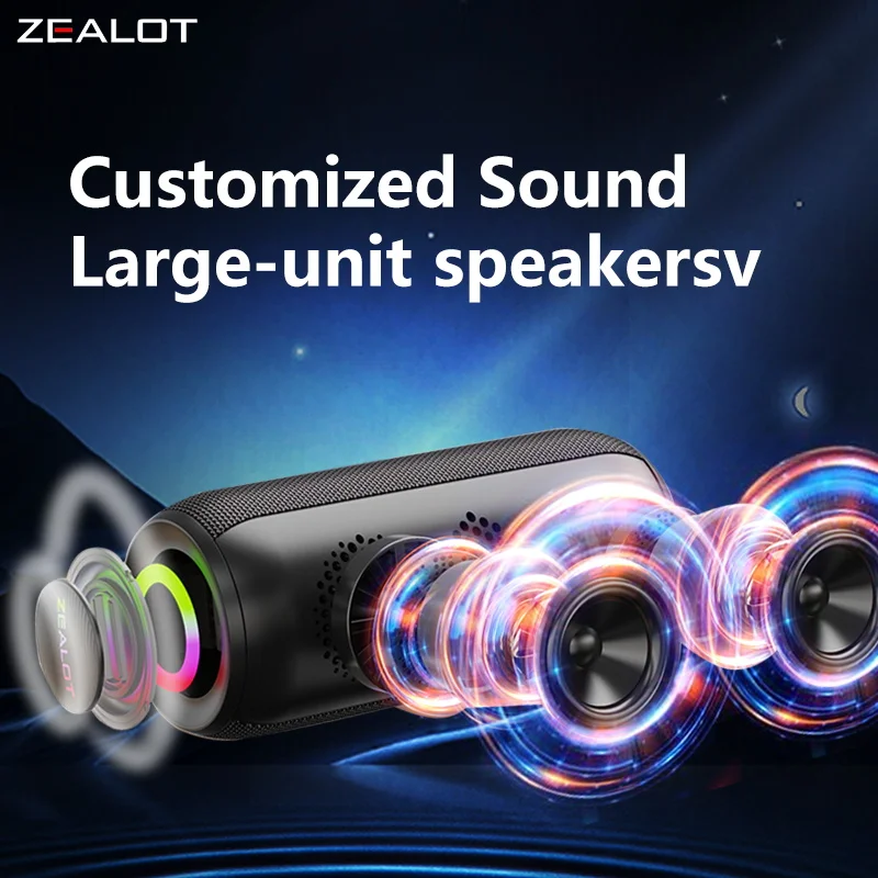 ZEALOT S69M 20W Wireless Speakers With Two Wireless Microphones, Portable Subwoofer Speaker,  Dual Pairing, 3600mAh Battery.