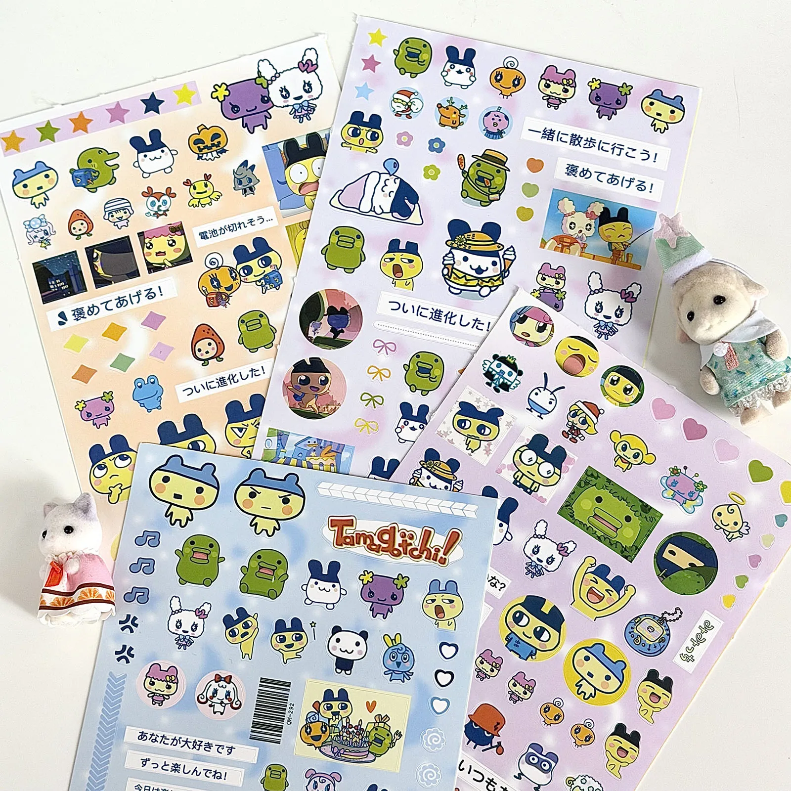 

8pcs Tamagotchi Cut Stickers Dream City & Tamagotchi Town Healing Waterproof Decals DIY Materials for Phone Case Packaging Decor
