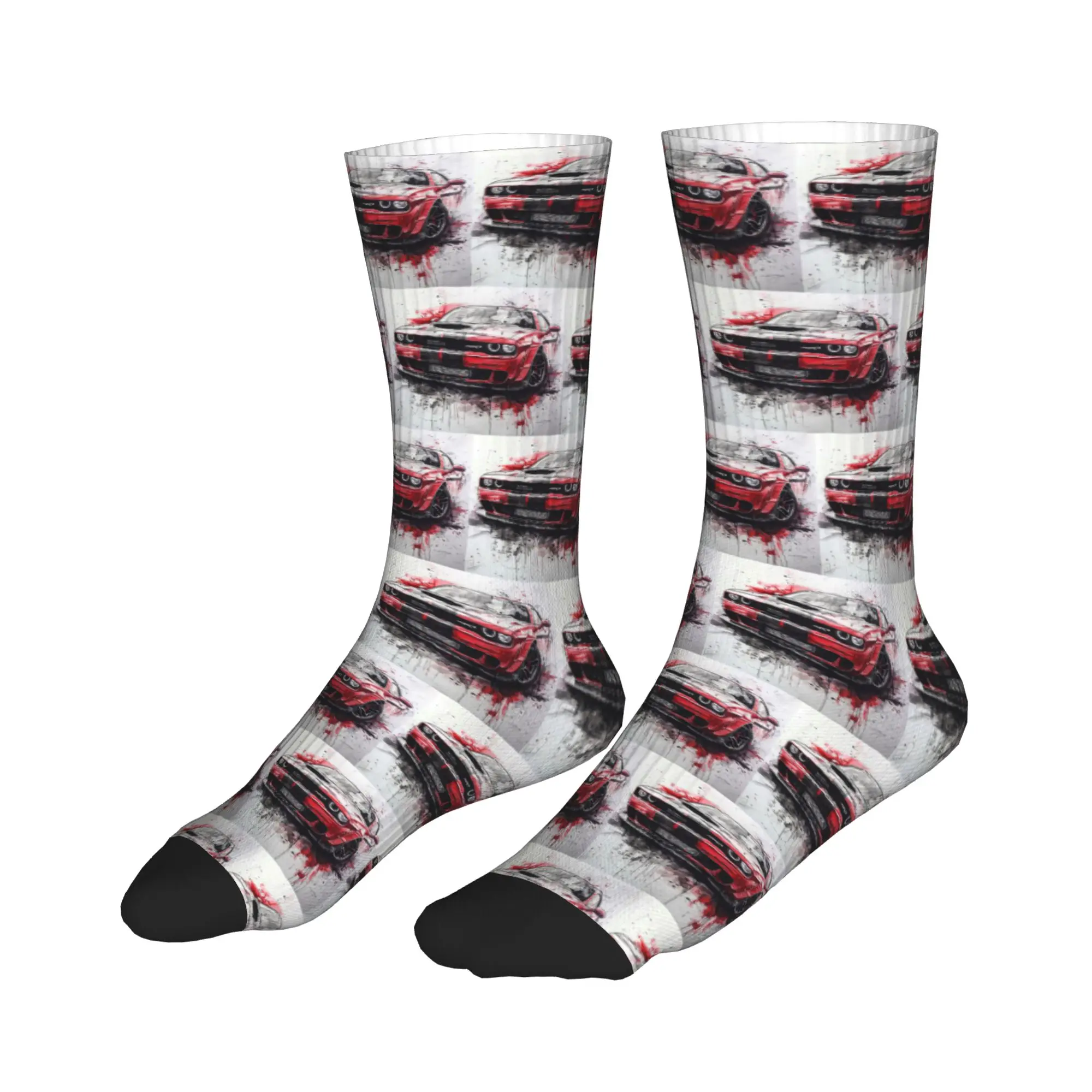 

All Seasons Stockings SRT Hellcat Demon Dodge Challenger Car Racing Sport Socks Fashion Middle Tube Socks for Men Women