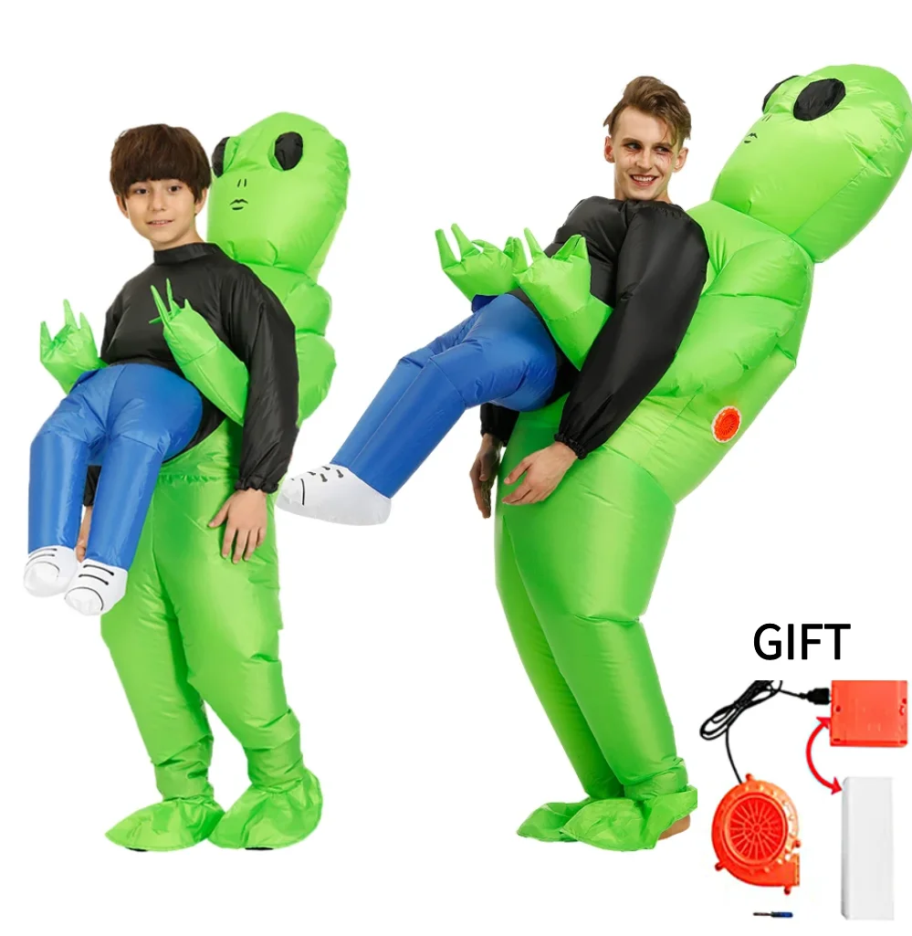 Disfraz inflable de Alien para niños y niñas, traje divertido de Anime para fiesta de Halloween, Cosplay de Navidad para hombres y mujeres