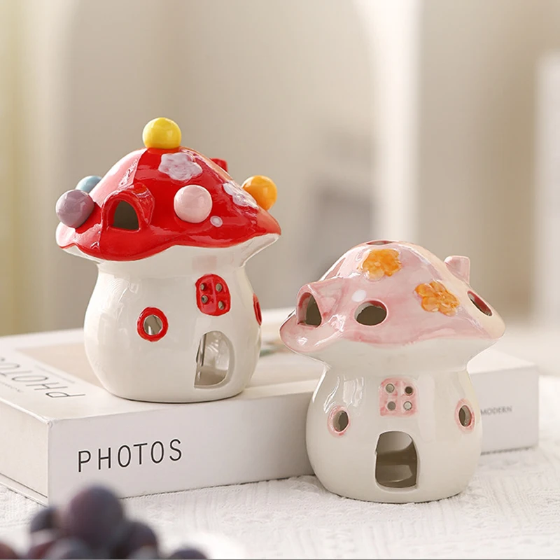 

Mushroom Fruit Fork Set Home Stainless Steel Dessert Salad Snack Fork Tabletop Painted Storage Jar Kitchen Tableware Home Décor