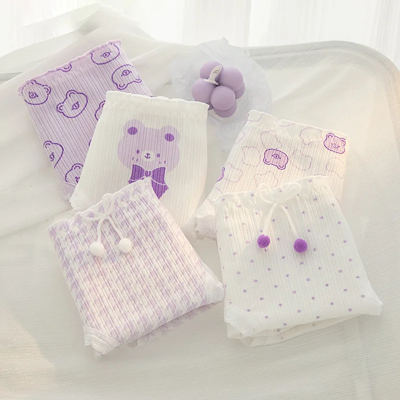 5 pz/set New Cute Little Bear mutandine di cotone slip per ragazze mutandine Sexy per le donne stampa biancheria intima traspirante Plus Size