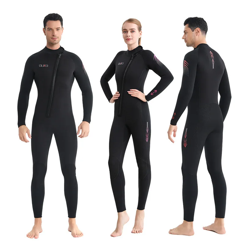 Winter Men Women Long Sleeve 5MM Neoprene Wetsuit Front Zipper Diving Suit Surfing Snorkeling Scuba Spearfishing Swimsuit