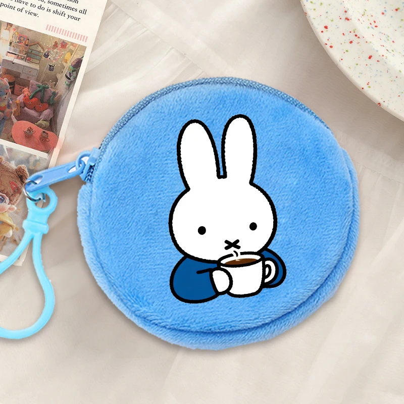 Niedliche Miffy-Lint-Münzbörse Cartoon Exquisite Mini-Geldbörse Modische Rundform Reißverschluss Bluetooth-Kopfhörer Aufbewahrungstasche Ornament Geschenk