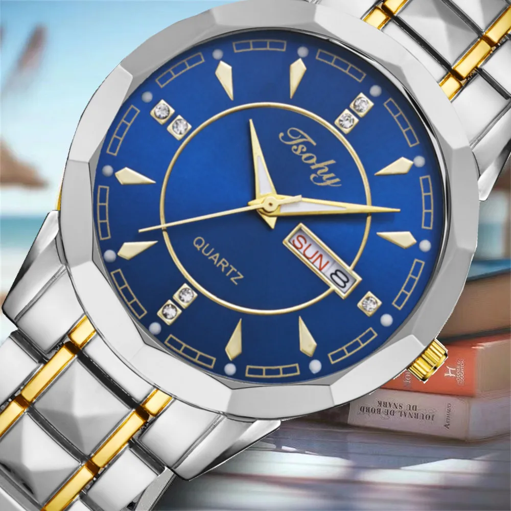 잘 생긴 다각형 남성용 시계, 분위기 등급, 내구성 패션, 비즈니스 학생, 새로운 개성 트렌드