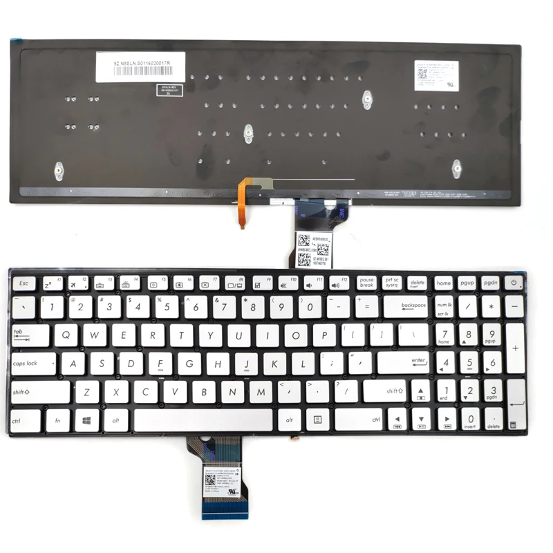 New For Asus FX502 FX502V FX502VD FX502VD-NB76 FX502VM FX502VM-AS73 Laptop Keyboard US Silver With Backlit Without Frame