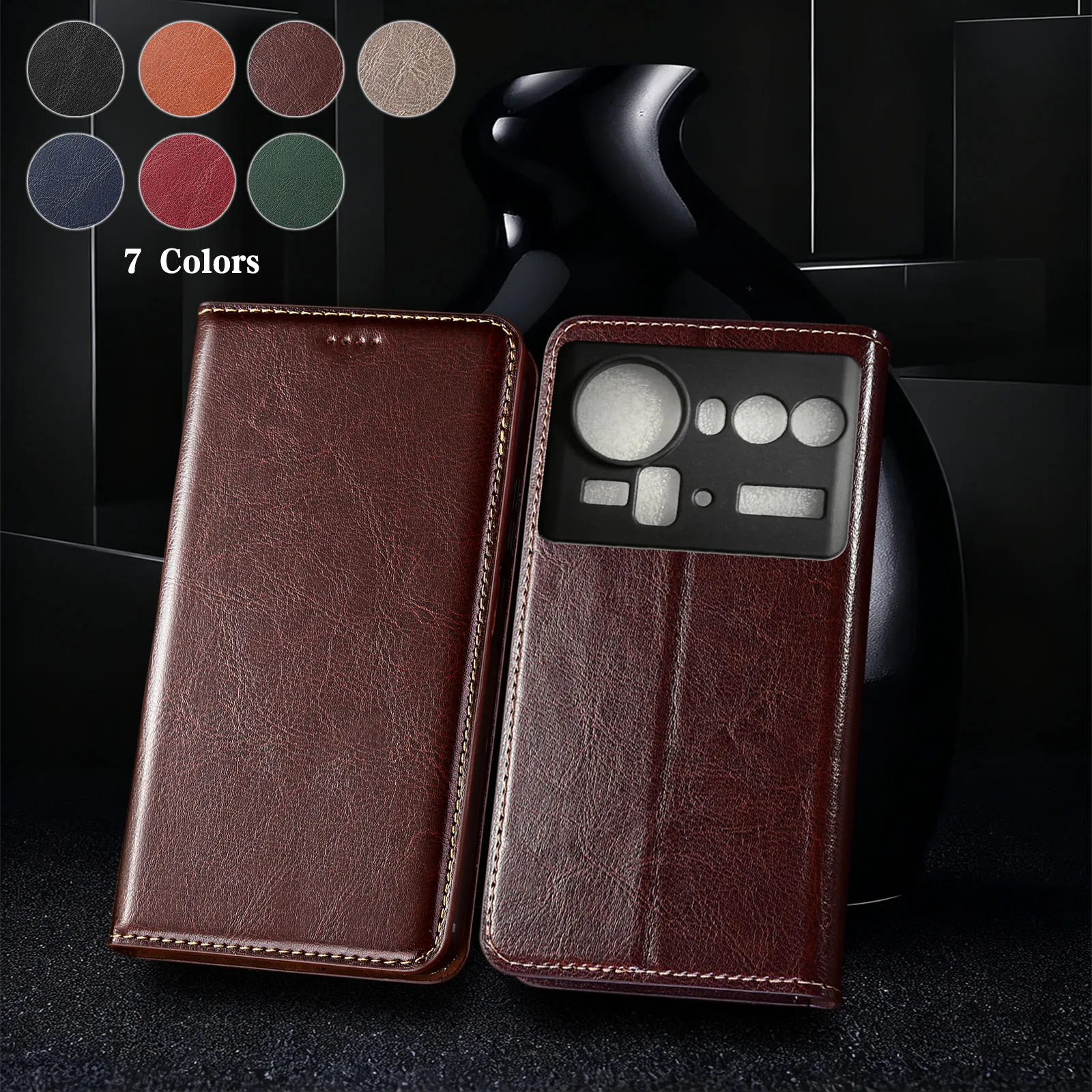 

Genuine Leather Phone Case For ZTE Nubia Z50 Z50S Z60 Z60S Z70 Z70S Pro Ultra Crazy Horse Pattern Of Flip Cover Case Cowhide