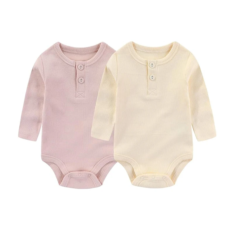 2 pezzi di colore solido tute per neonati vestiti per neonata in cotone neonato modello a coste manica lunga vestiti per neonato 0-24M