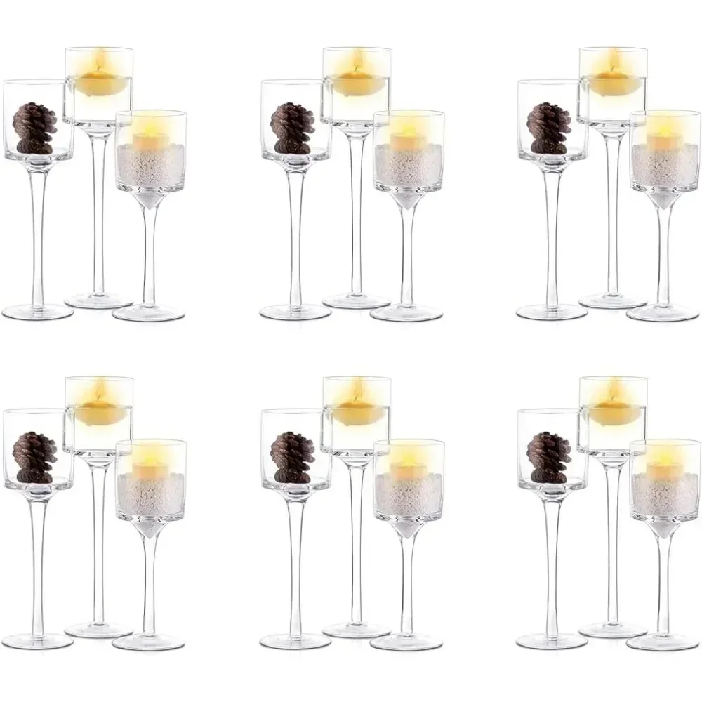 

18 Pcs Candle Holders for Floating Candles Clear Long Stem Candle Stand Pillar Candleholder Centerpiece Decor for Wedding Decor