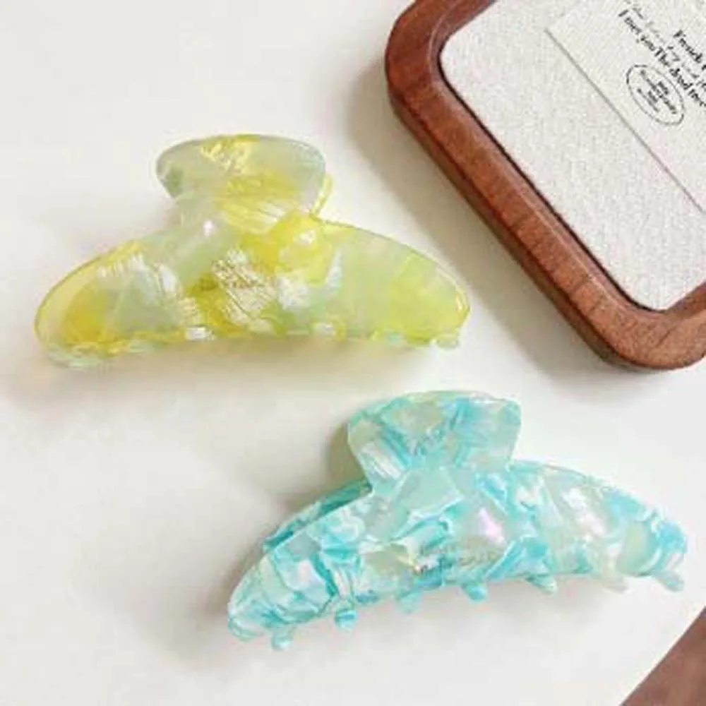 

Модный элегантный коготь для волос с уксусной кислотой, корейский стиль, клетчатый градиент, зажим в виде акулы, акриловый головной убор, женские аксессуары для волос, вечерние