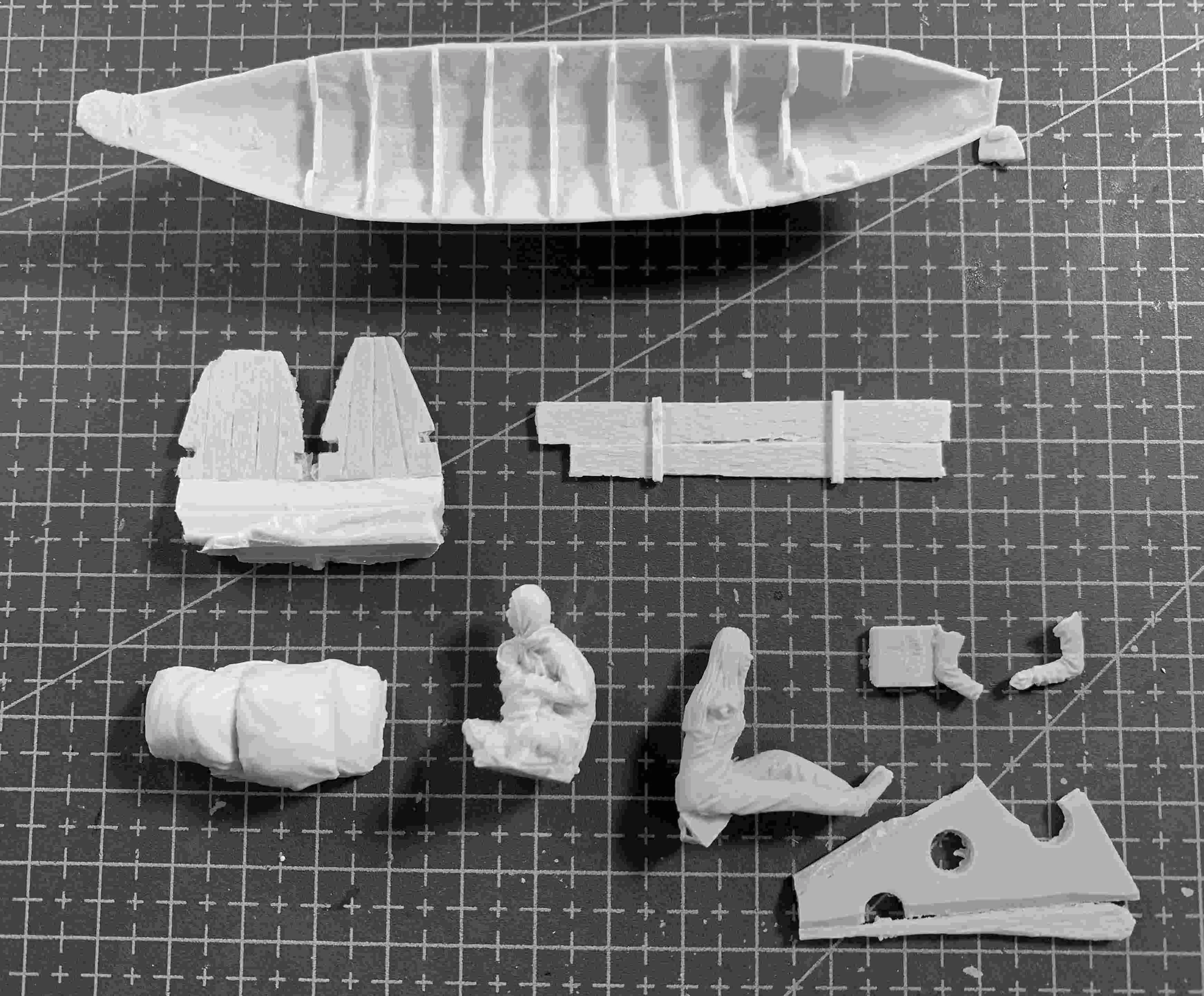 1/35 Resin Figure model kits Vietnamese wooden boat with figures and accessories  Unassembled and unpainted 949